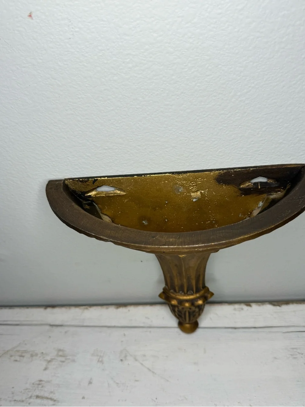 Ornate Gold Wall Pocket Planter, Hollywood Regency Vtg Hoda Ribbed Metal MCM 60s